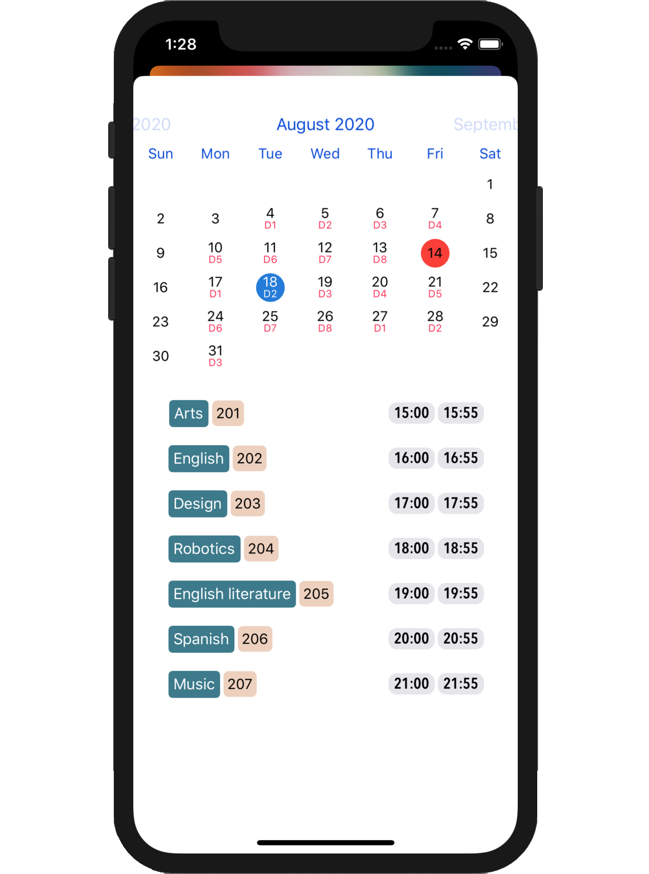 Monthly rotating view